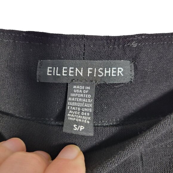Women's Eileen Fisher Black Pull On Straight Leg Crepe Stretch Pants Size S - Picture 11 of 11